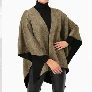 Tuckernuck Black and Gold Glitter Metallic Poncho Cape Shawl NWT One Size